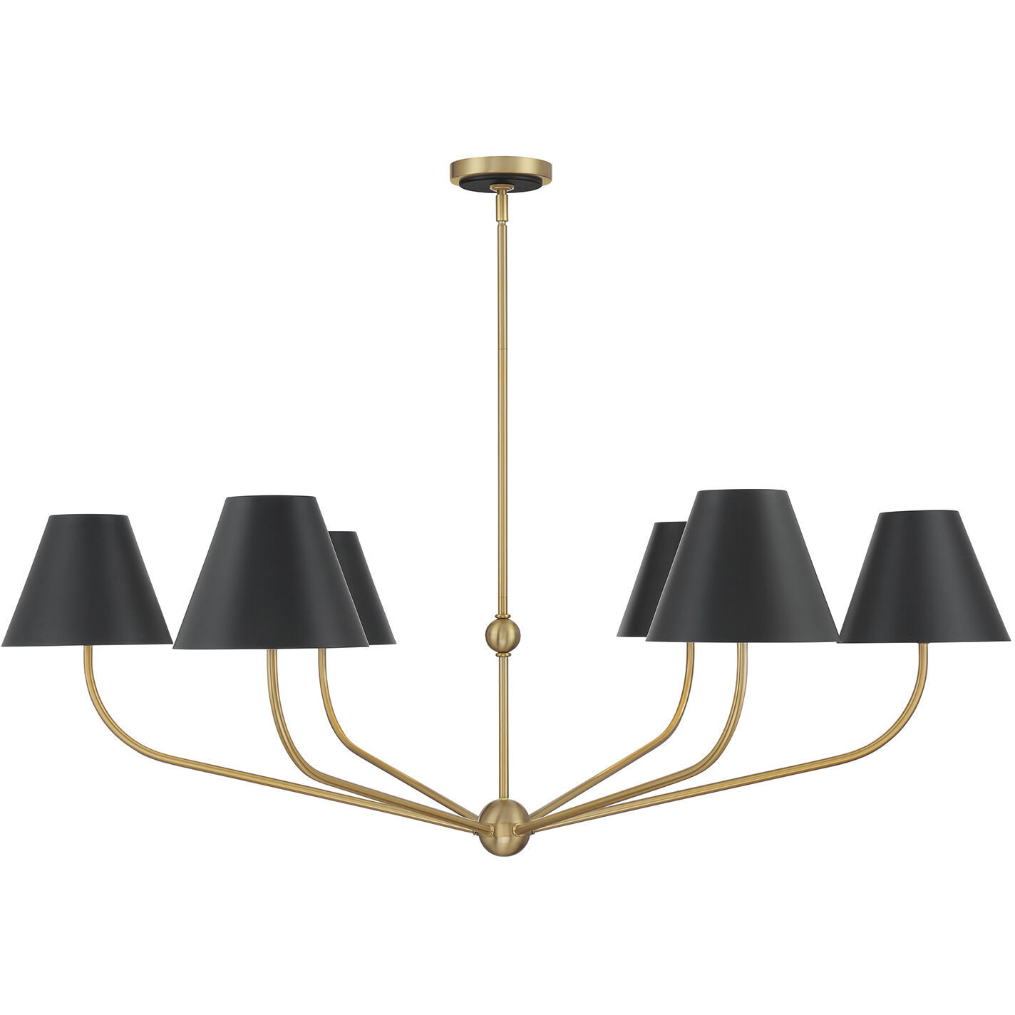 Xavier 6 Light 48 inch Vibrant Gold Chandelier Ceiling Light in Vibrant Gold and Matte Black