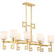 Quatrain 8 Light 41.25 inch True Gold Linear Chandelier Ceiling Light