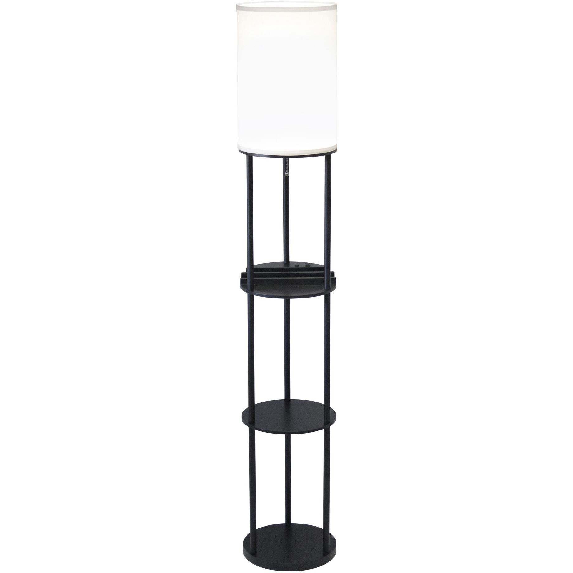 Signature 66.5 inch 150 watt Black Shelf Floor Lamp Portable Light, with USB Port and AC Outlet