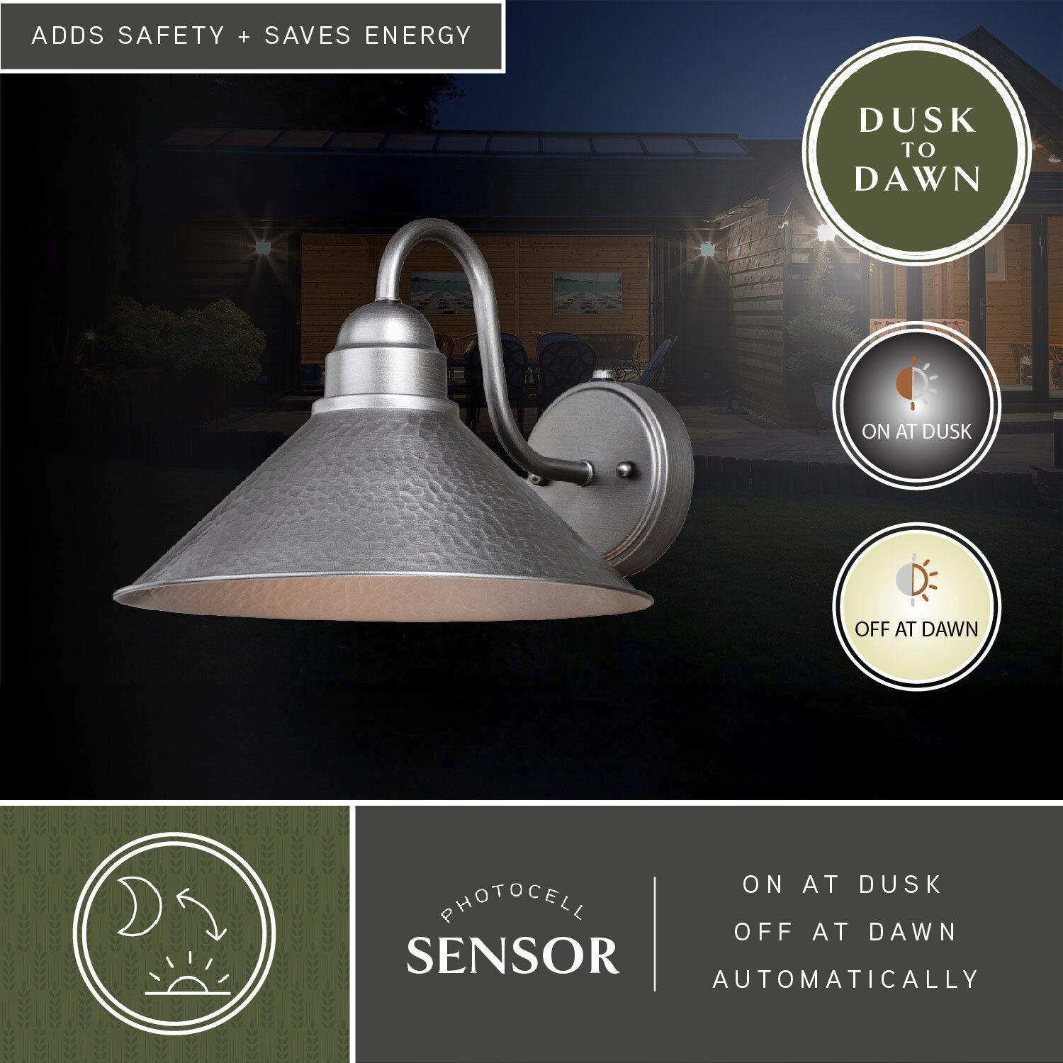 Outland LED 9 inch Brushed Pewter Outdoor Wall