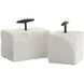 Pedra White and Blackened Iron Bookends, Set of 2