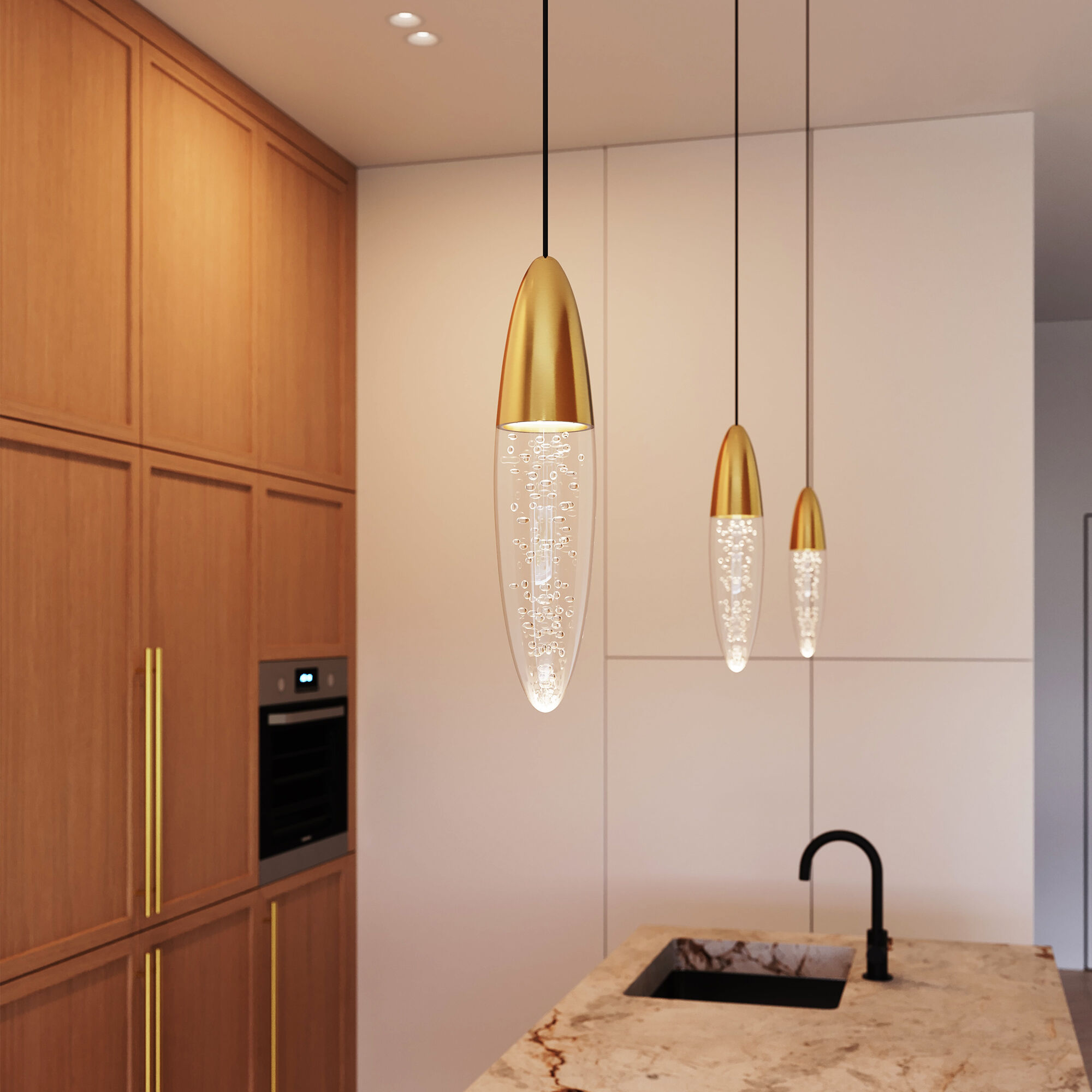 Sultana LED 2.5 inch Satin Brass and Clear Pendant Ceiling Light