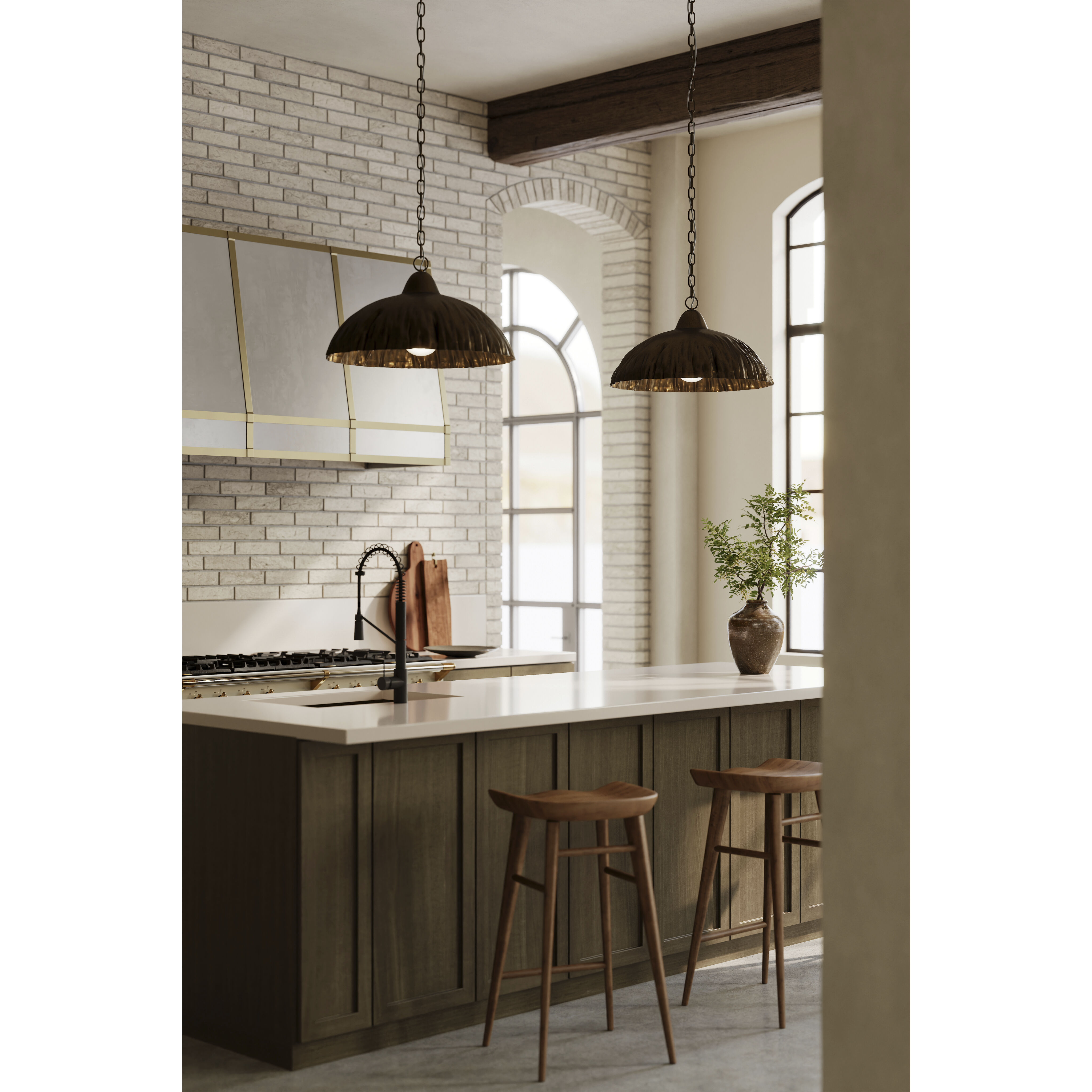 Zinnia 1 Light 24 inch Antique Brass Pendant Ceiling Light