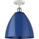 Ballston Plymouth Dome LED 12 inch White and Polished Chrome Semi-Flush Mount Ceiling Light in Matte Blue