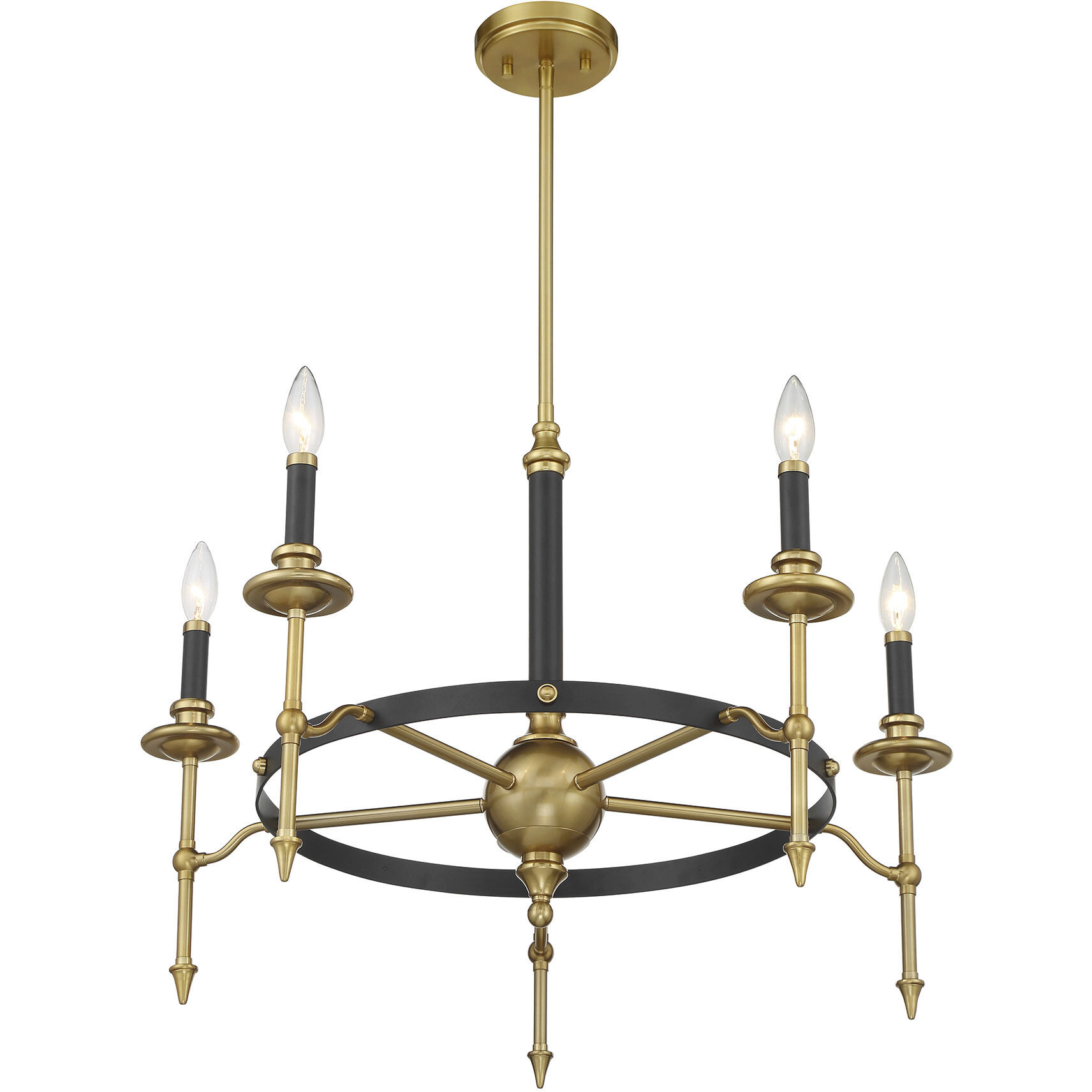 Consulate 5 Light 28 inch Matte Black and Warm Brass Chandelier Ceiling Light