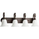 Bryant 4 Light 31.5 inch Oiled Bronze Vanity Light Wall Light in Satin Opal
