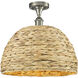 Woven Rattan 1 Light 15.75 inch Satin Nickel Semi-Flush Mount Ceiling Light