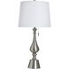 Cameron 33 inch 100 watt Brushed Steel and White Table Lamp Portable Light