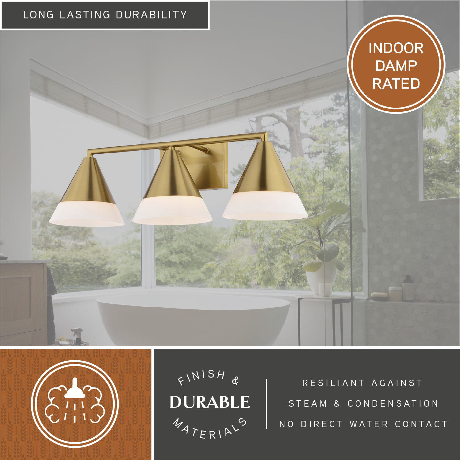 Winthrop 3 Light 25.25 inch Harvest Gold Bathroom Light Wall Light