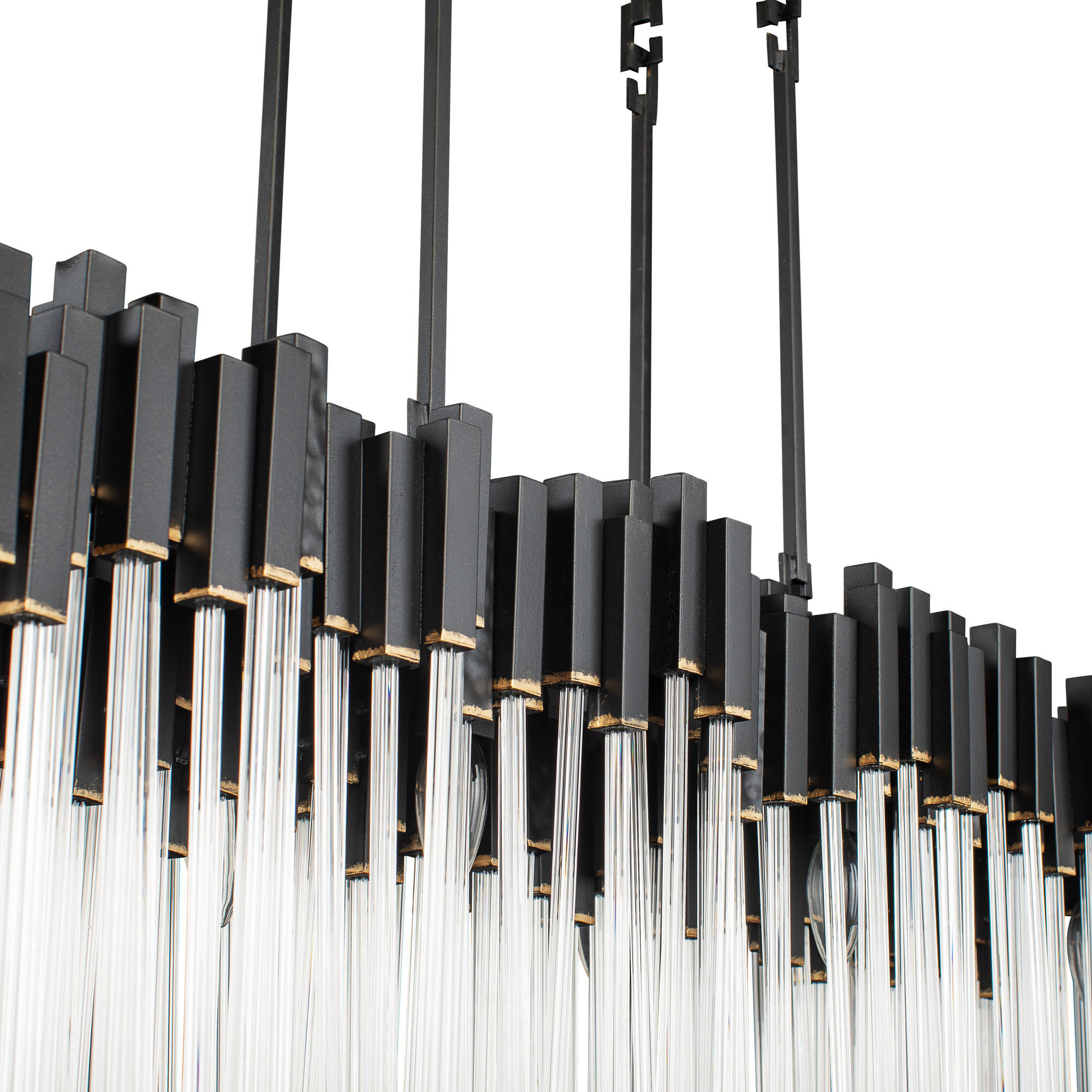 Matrix 8 Light 48.25 inch Matte Black and French Gold Linear Pendant Ceiling Light