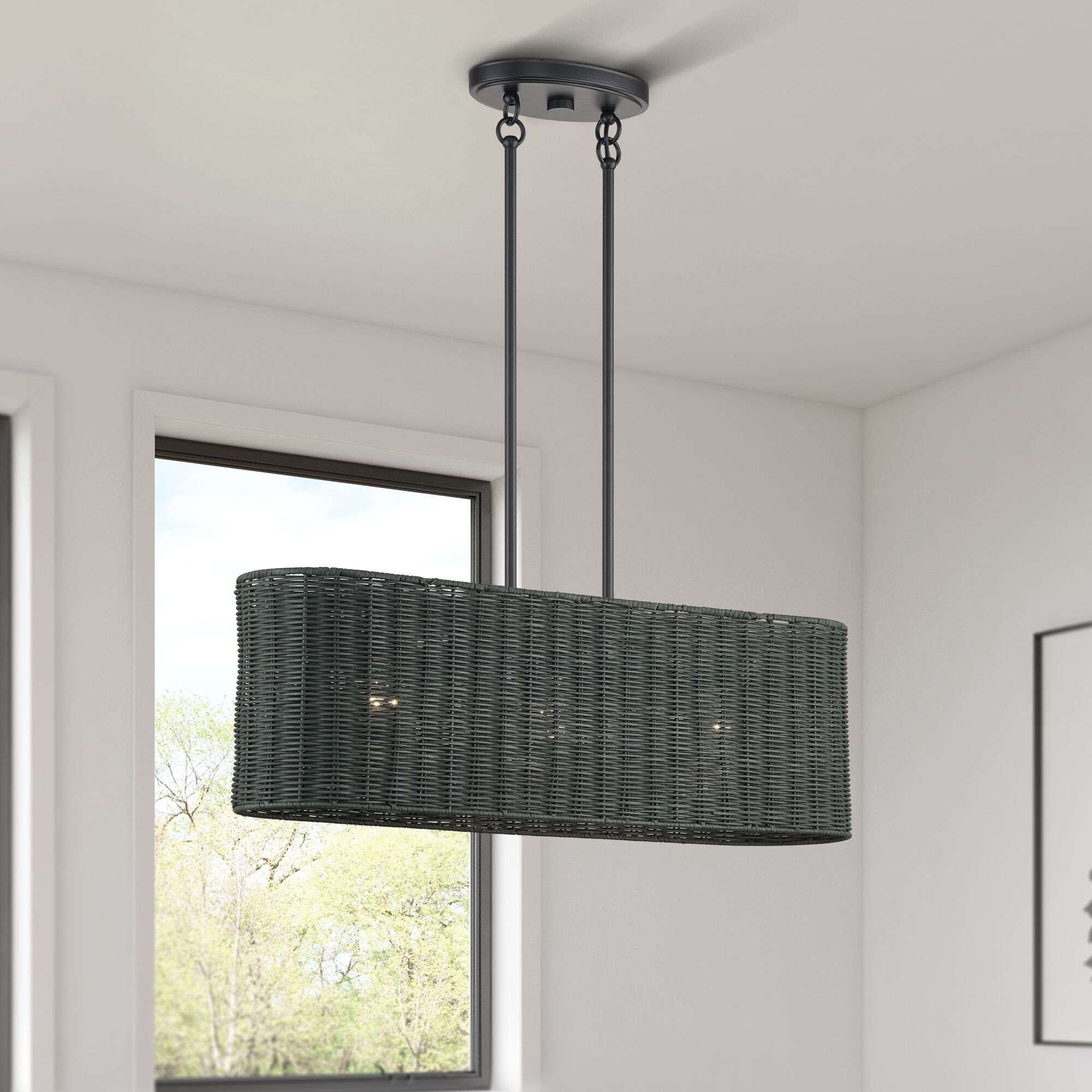 Weavington 3 Light 30 inch Black Linear Chandelier Ceiling Light, Medium