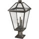 Talbot 3 Light 25.75 inch Oil Rubbed Bronze Outdoor Pier Mounted Fixture in Seedy Glass