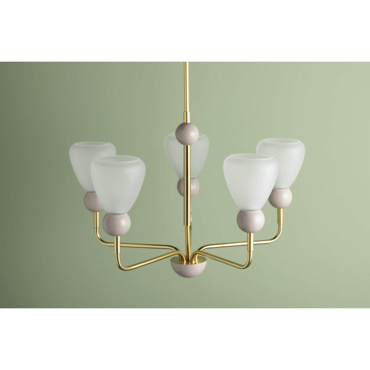 Doreen 5 Light 27.25 inch Aged Brass and Soft Peignoir Chandelier Ceiling Light