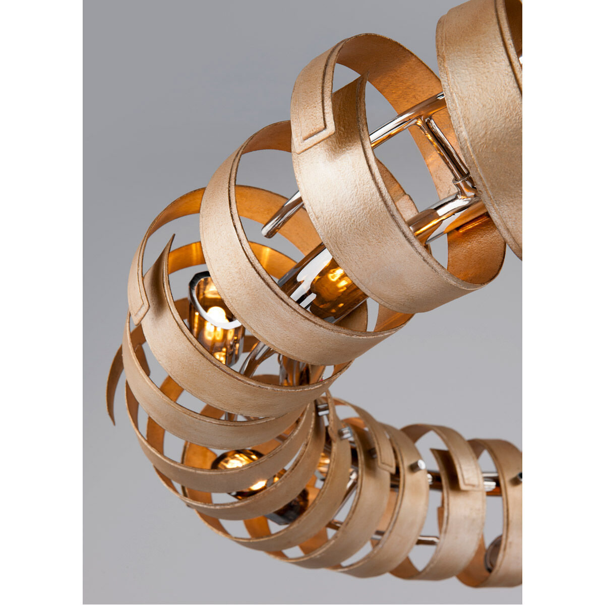 Recoil 14 Light 48.5 inch Textured Silver Leaf Pendant Ceiling Light