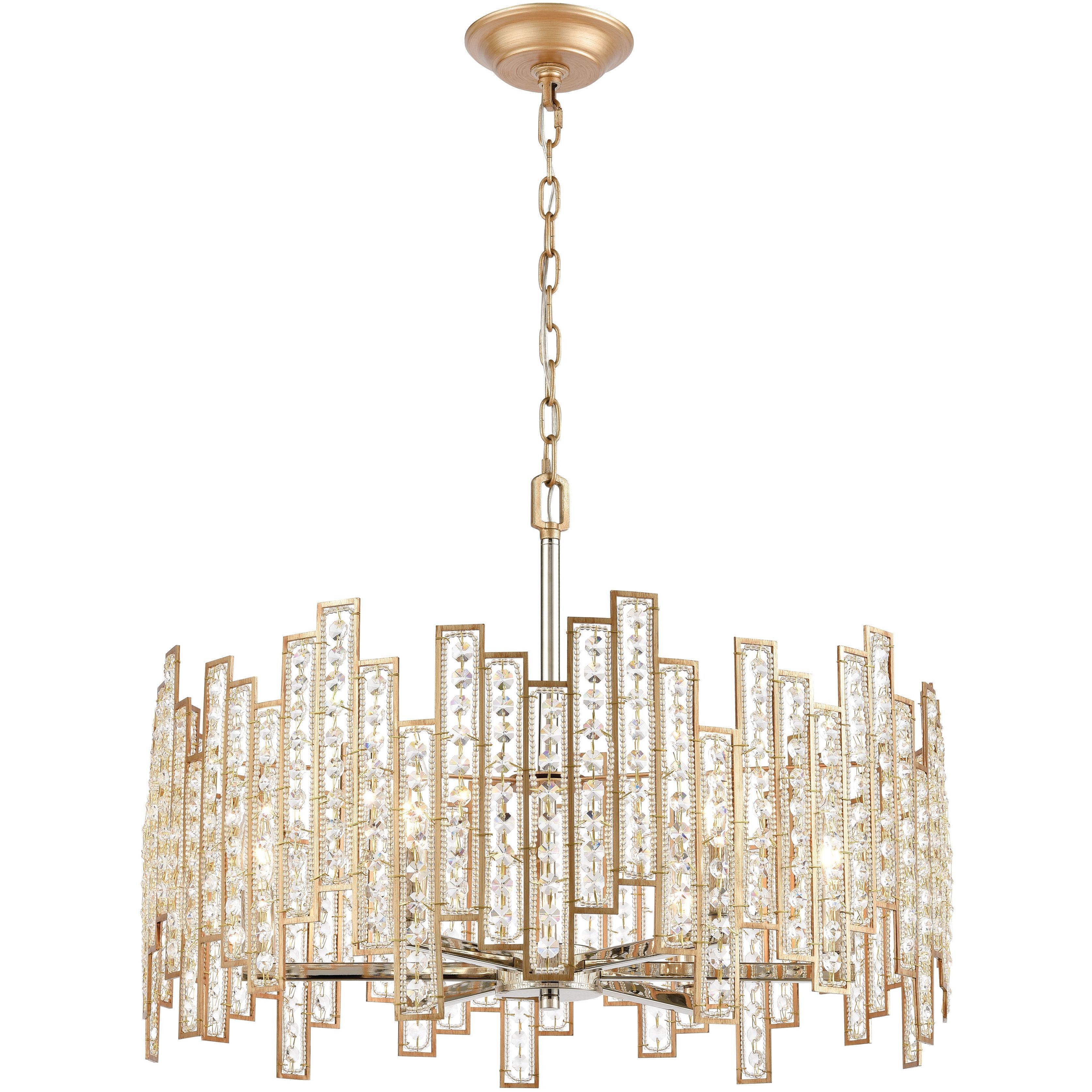 Equilibrium 6 Light 24 inch Matte Gold Chandelier Ceiling Light