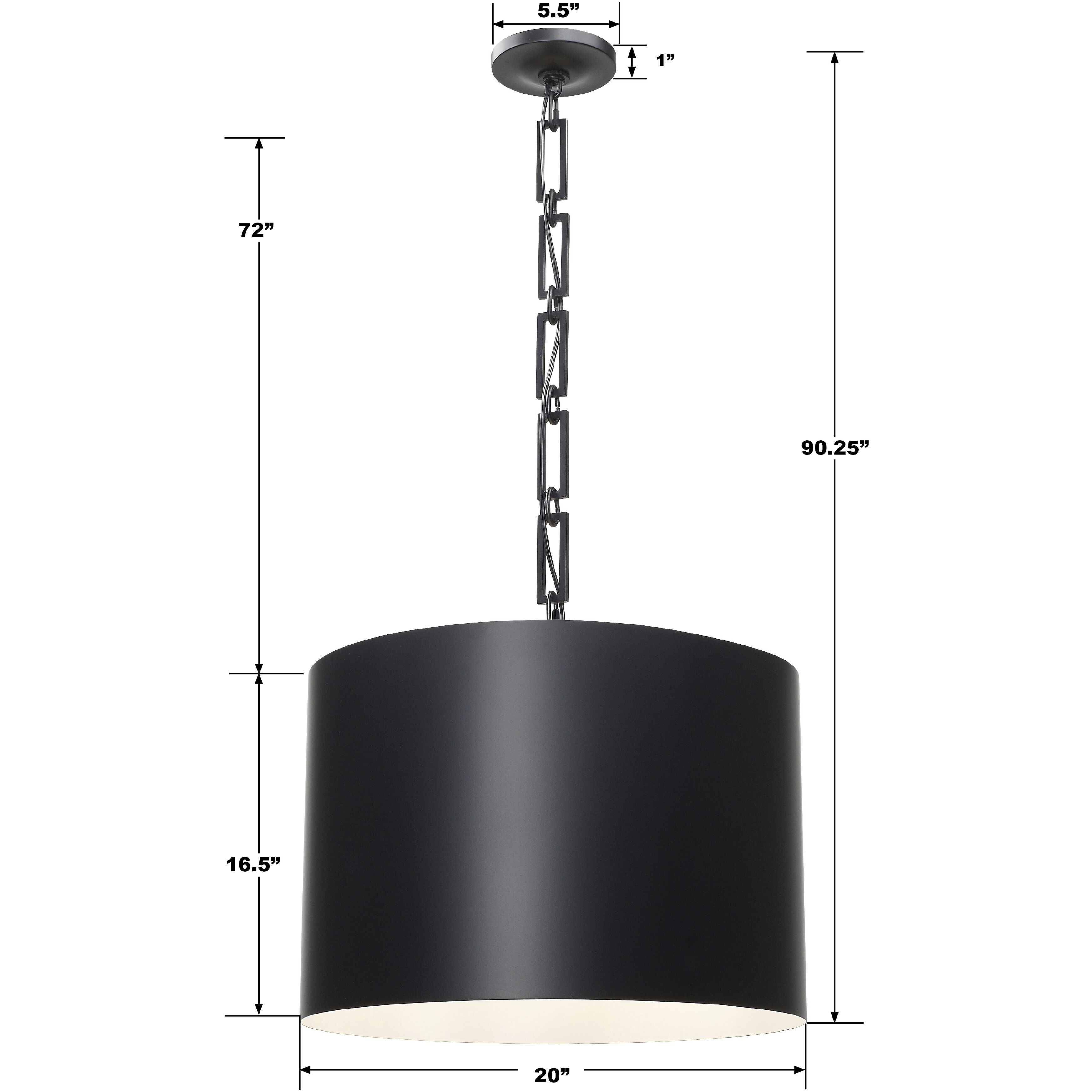 Alston 6 Light 20 inch Matte Black and White Pendant Ceiling Light in Matte Black with White