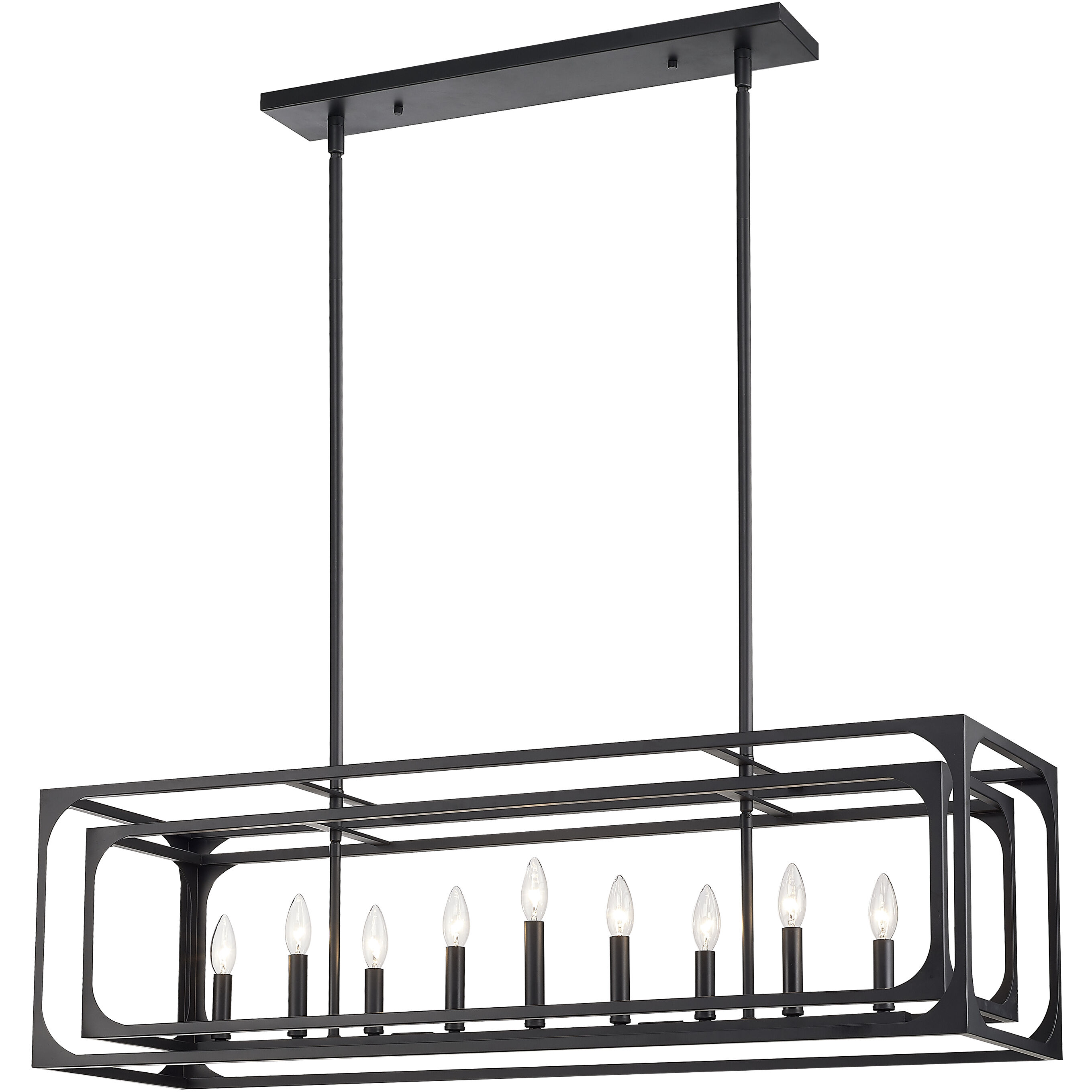 Easton 9 Light 44 inch Matte Black Linear Chandelier Ceiling Light