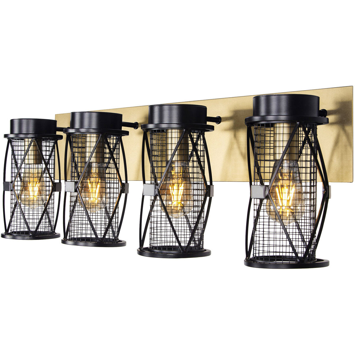 Harlequin 4 Light 32.13 inch Warm Bronze and Gold Bar Vanity Wall Light