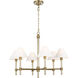 Robert 6 Light 32 inch Time Worn Brass / Clear Acrylic Chandelier Ceiling Light