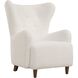 Ingel White Faux Sheepskin and Walnut Wingback Armchair