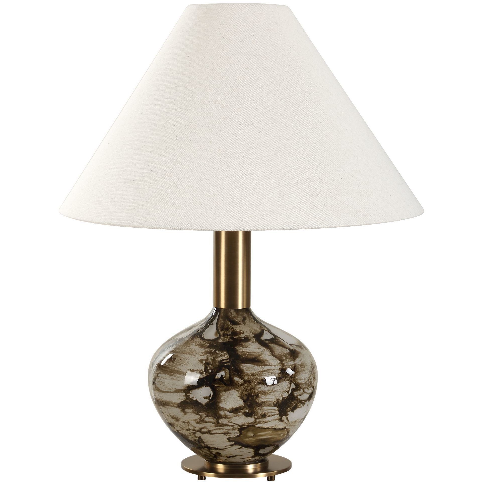 Montagu 23.5 inch 100 watt Smoky Dark Brown and Brass Table Lamp Portable Light