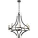 Riveted Plate 8 Light 28 inch Silverdust Iron with Polished Nickel Chandelier Ceiling Light