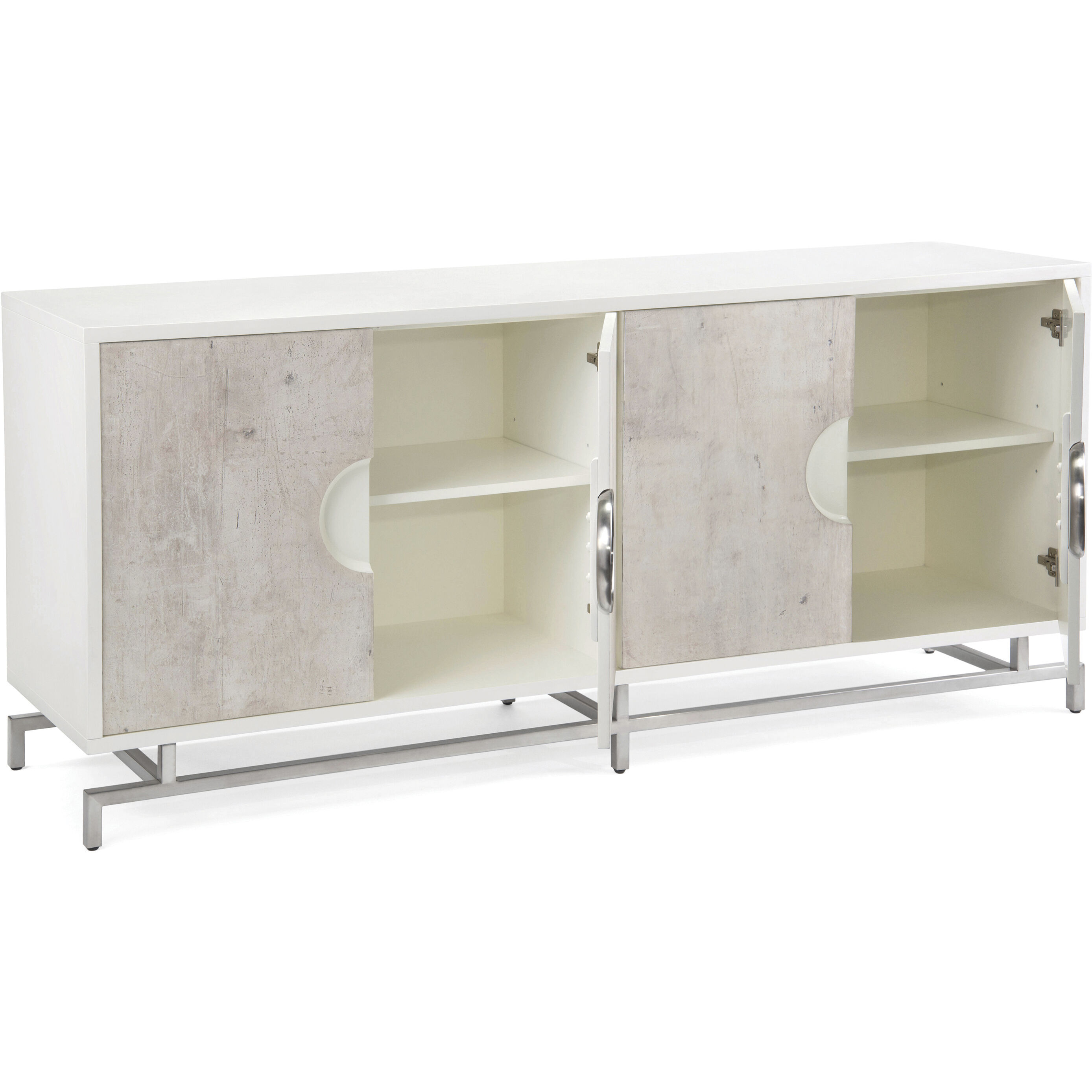 Dante 78 inch Beluga White and Tiza Gesso Credenza, Four Door