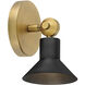Dom 7 inch 9.00 watt Heritage Brass with Black Adjustable Sconce Wall Light, Small