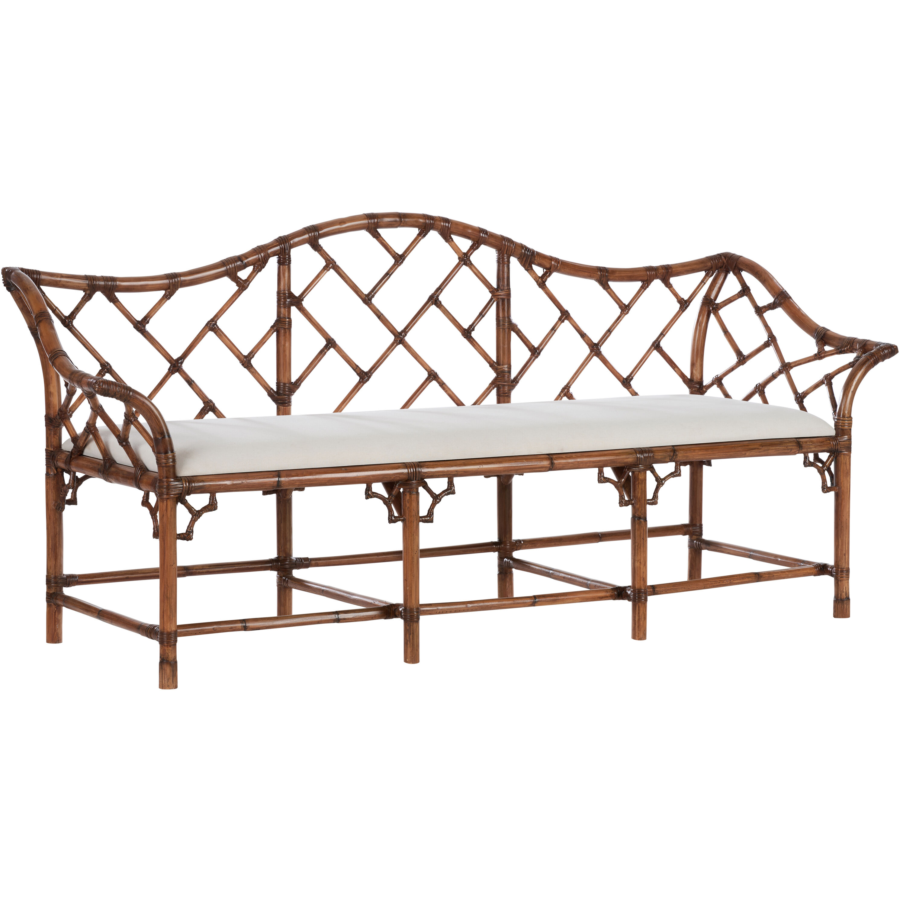 Chippendale Brown and White/Cream Settee