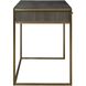 Taja 48 inch Brushed Brass and Dark Walnut Writing Desk