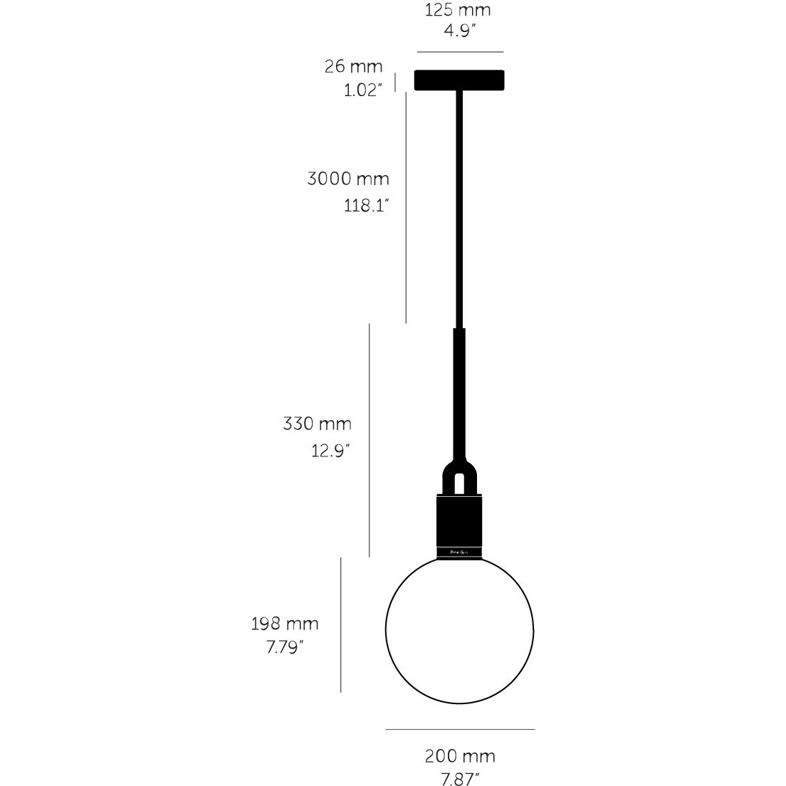 Forked LED 7.87 inch Gun Metal Pendant Ceiling Light