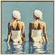 Red / Two Friends at the Beach Turquoise and Beige and Multi and Red Canvas