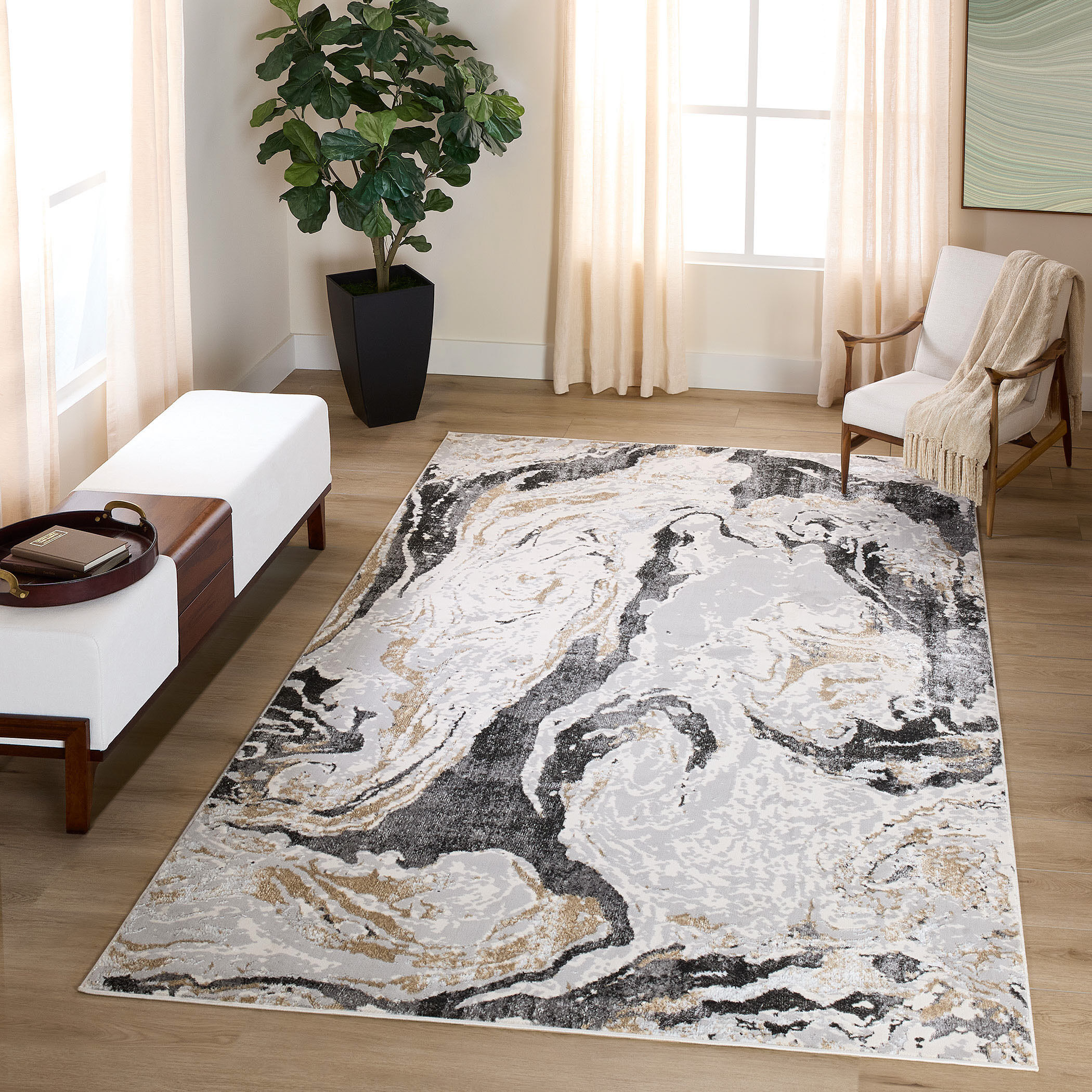 Fatima 130 X 94 inch Mineral Tones Rug in 8 x 11