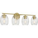 Miravelle 4 Light 30.5 inch Vintage Brass Bathroom Vanity Light Wall Light