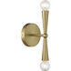 Contemporary 2 Light 4.75 inch Natural Brass Wall Sconce Wall Light