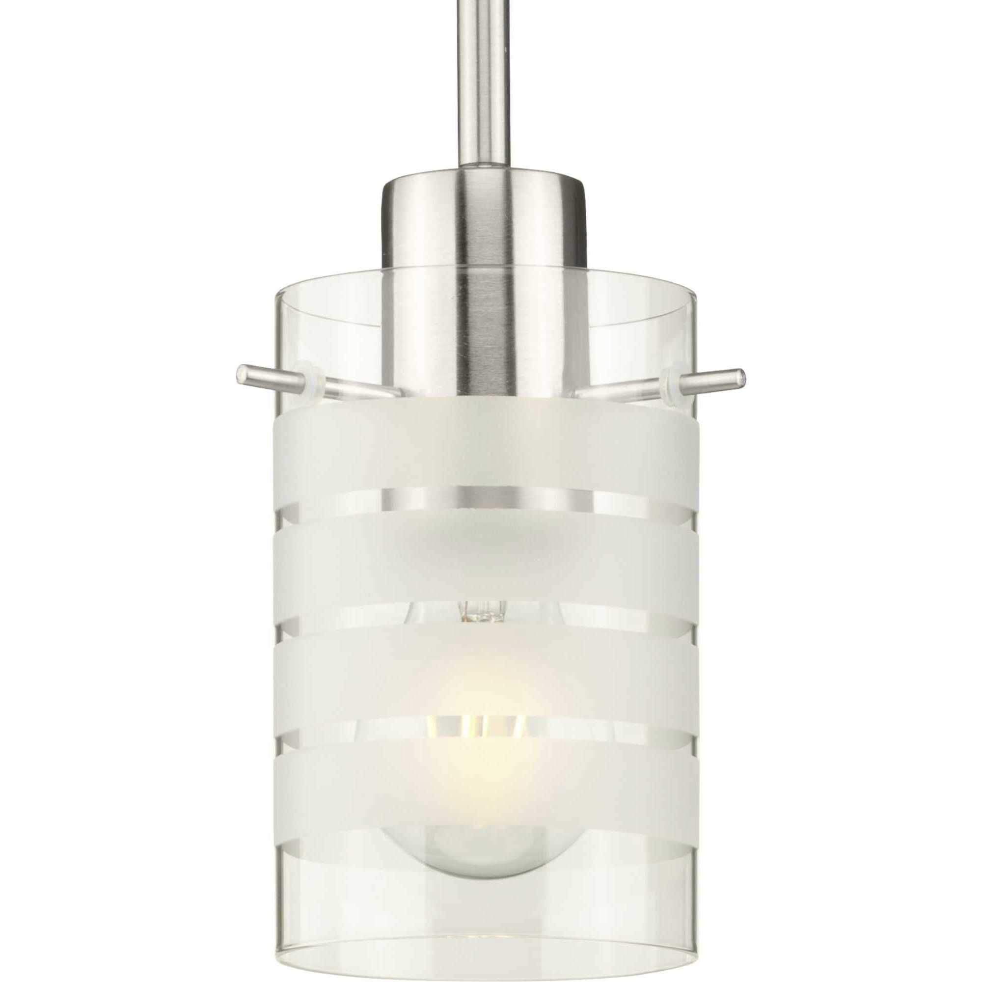 Glass Pendants 1 Light 5.31 inch Brushed Nickel Mini-Pendant Ceiling Light