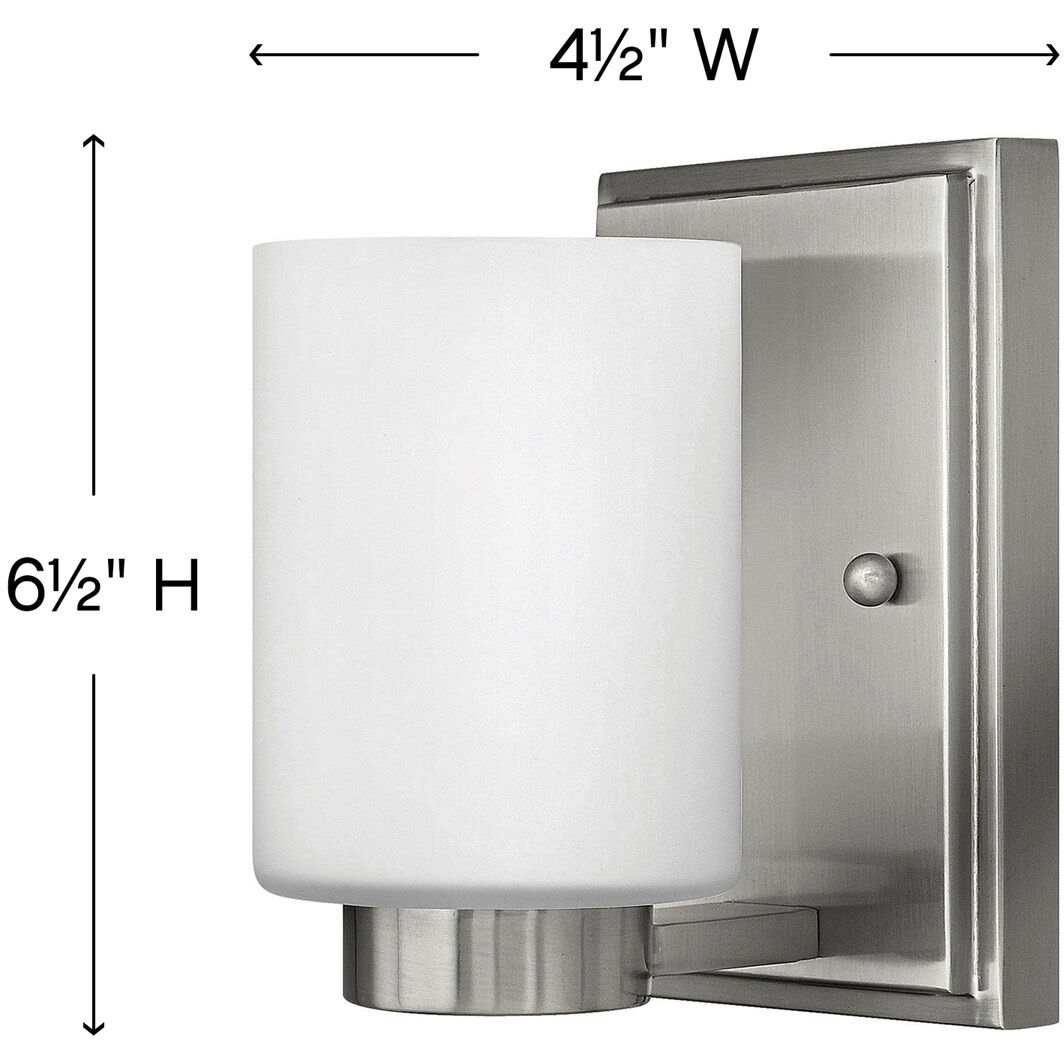 Miley 1 Light 5 inch Brushed Nickel Vanity Light Wall Light in Etched White