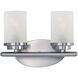 Corona 2 Light 12 inch Satin Nickel Bath Vanity Wall Light in Frosted