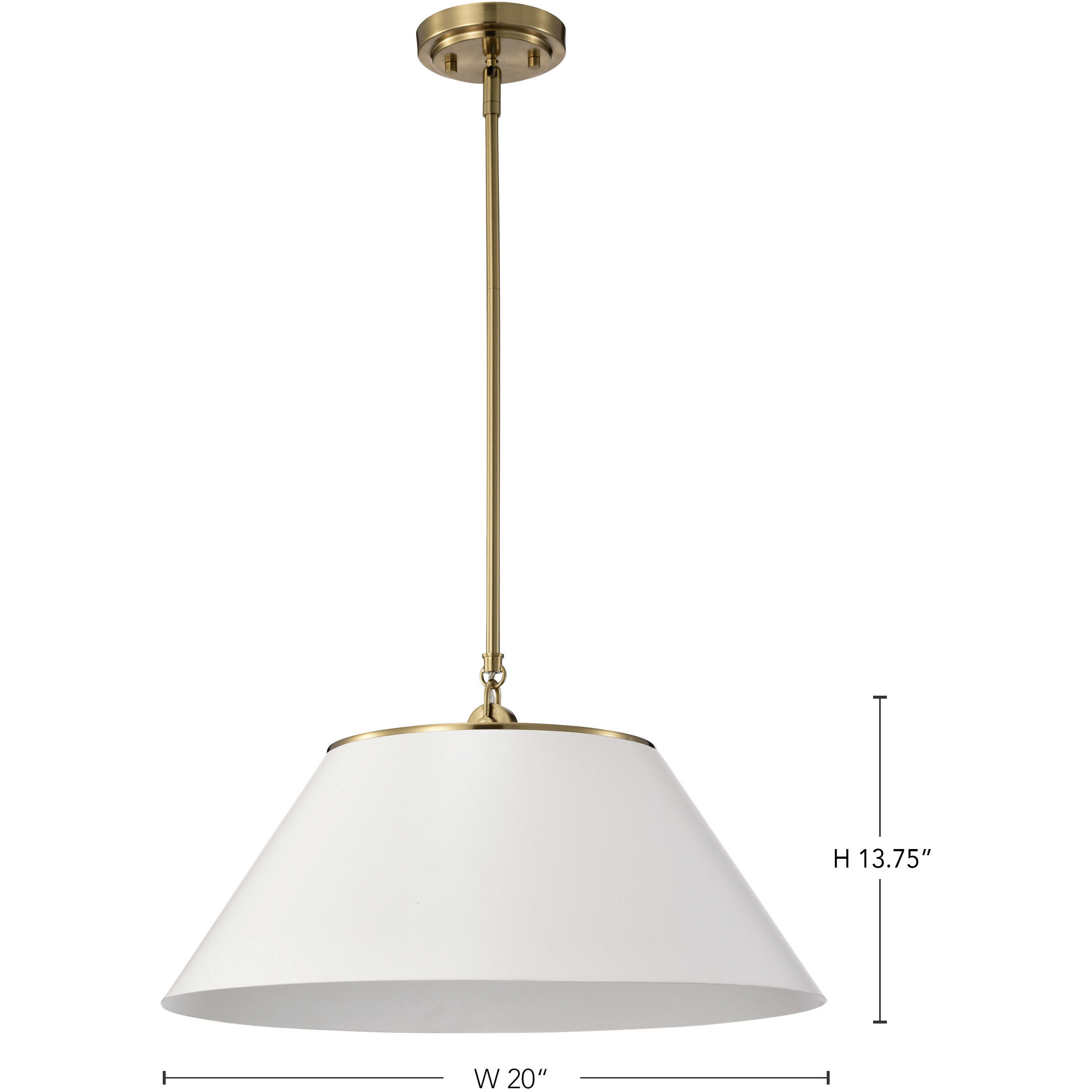 Dover 3 Light 20 inch White/Vintage Brass Pendant Ceiling Light