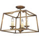 Athena 3 Light 14.5 inch Natural Black Semi-Flush Mount Ceiling Light