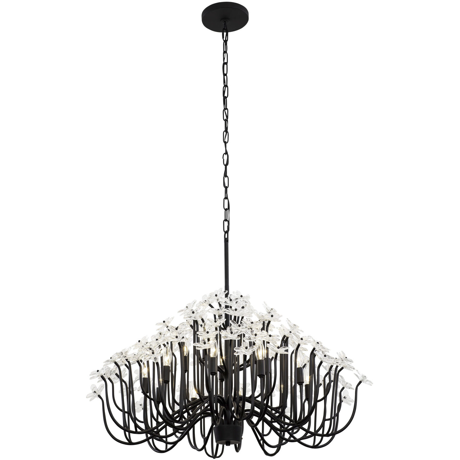 Wildflower 15 Light 40 inch Matte Black Chandelier Ceiling Light, Smithsonian Collaboration