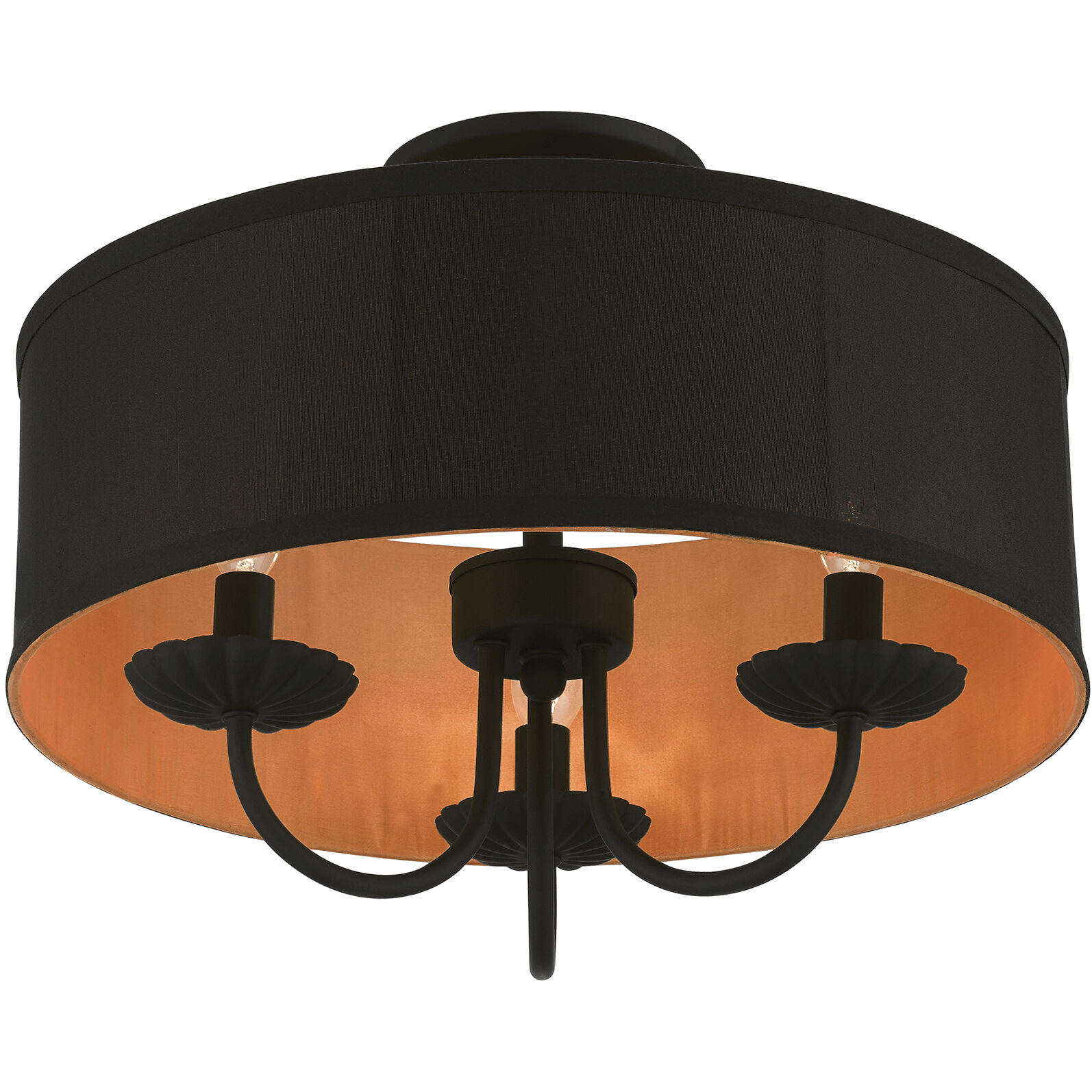 Winchester 3 Light 16 inch Black Semi-Flush Mount Ceiling Light