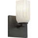 Nola Wall Sconce Wall Light in Black, Glossy Opal Glass Shade