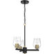 Avante Grand 3 Light 19 inch Flat Black and Satin Brass Chandelier Ceiling Light