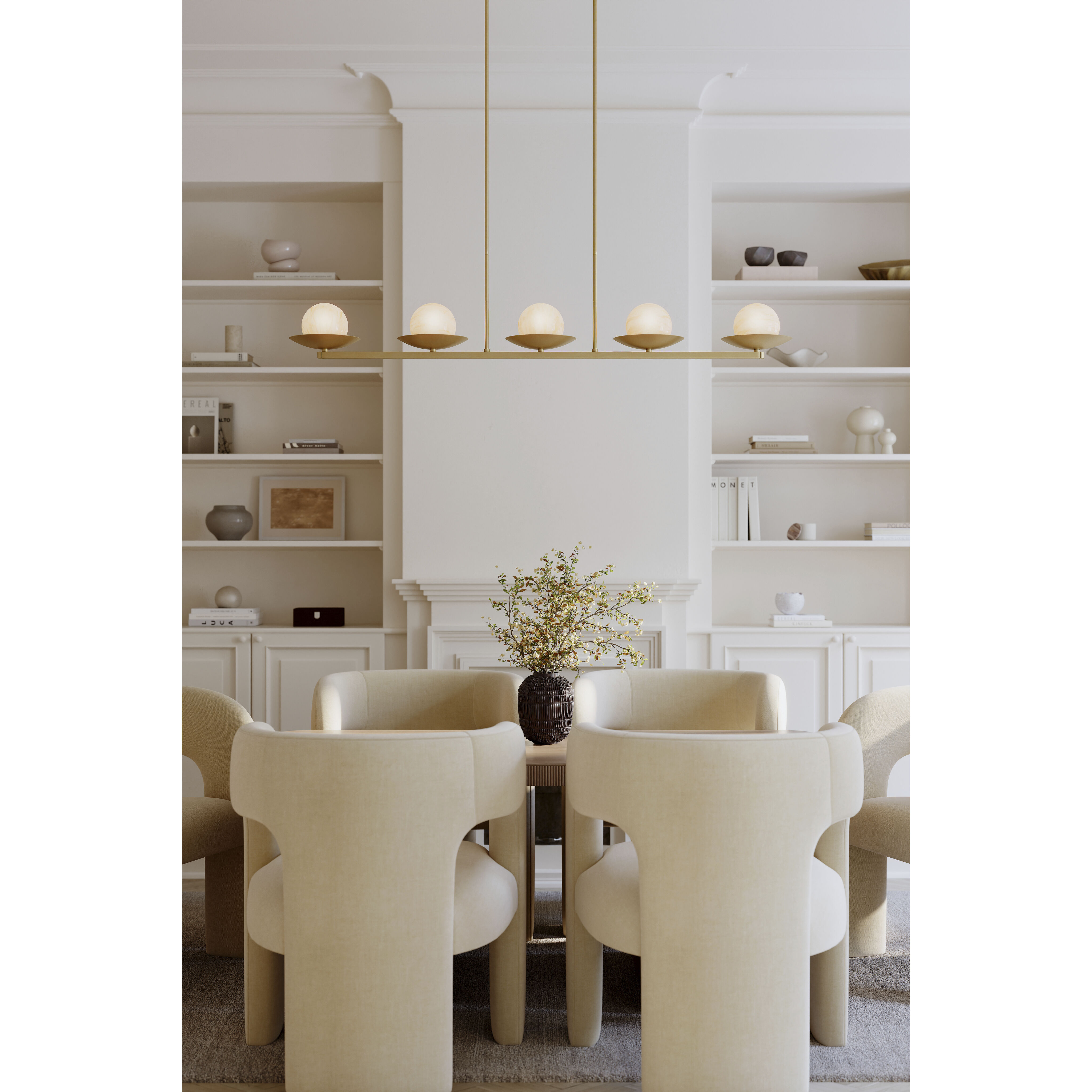 Olenne 5 Light 64 inch Legacy Brass Linear Chandelier Ceiling Light