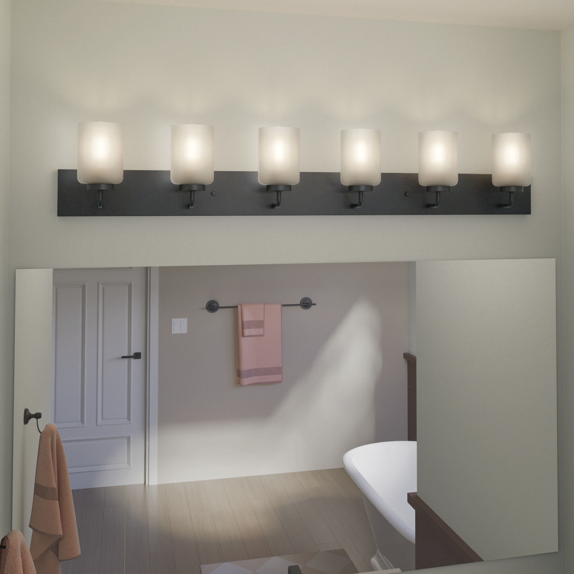 Merry 6 Light 48 inch Matte Black Bath Vanity Light Wall Light