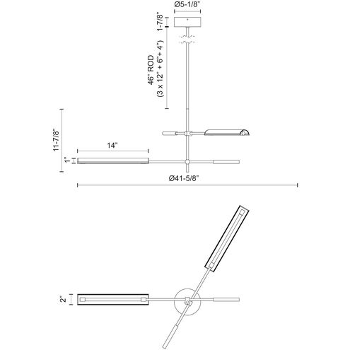 Astrid LED 41.5 inch Metal Shade/Vintage Brass Multi Pendant Ceiling Light