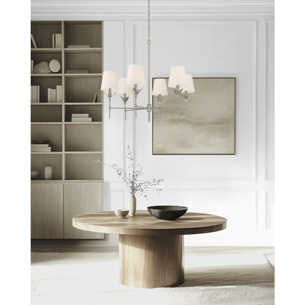 Broche 6 Light 32 inch Antique Silver Chandelier Ceiling Light