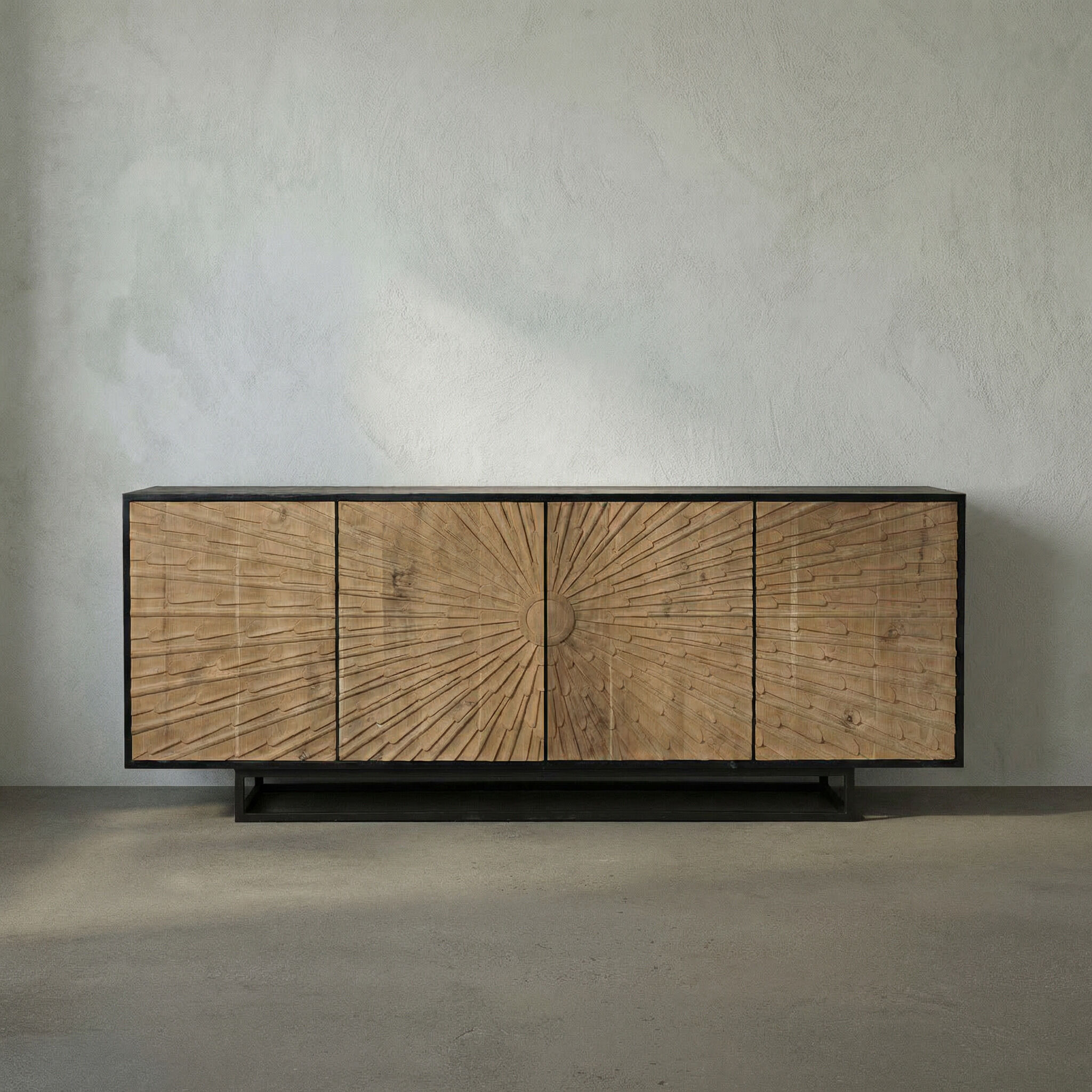 Ra 76 X 20 inch Hand Rubbed Black with Teak Sideboard