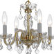Traditional Crystal 4 Light 15 inch Polished Brass Mini Chandelier Ceiling Light in Clear Italian